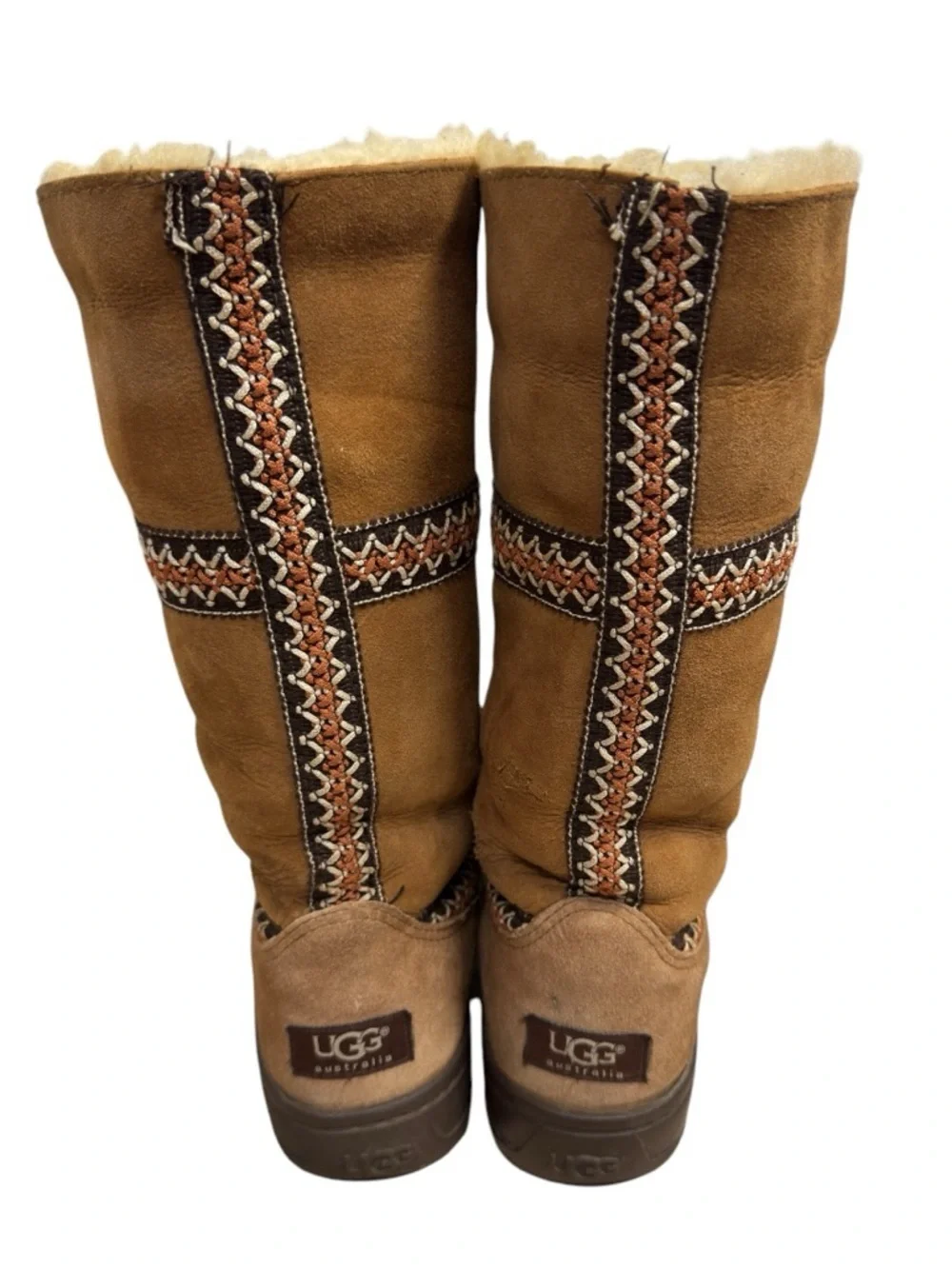 UGG Sundance Revival Chestnut Sheepskin Tasman Braid Boots Unique Womens US 6